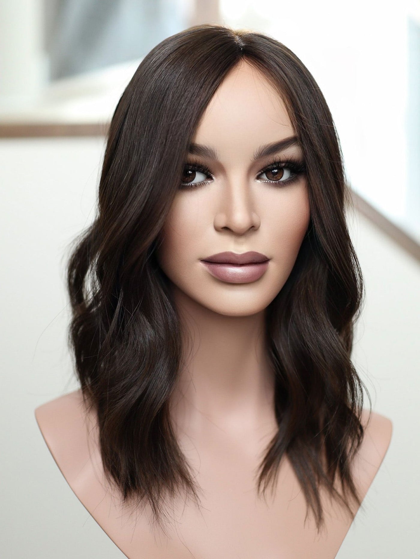 18" 9x9 Dark Brown Silk Top Topper - Madison Hair Collection