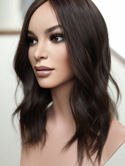 18" 9x9 Dark Brown Silk Top Topper - Madison Hair Collection