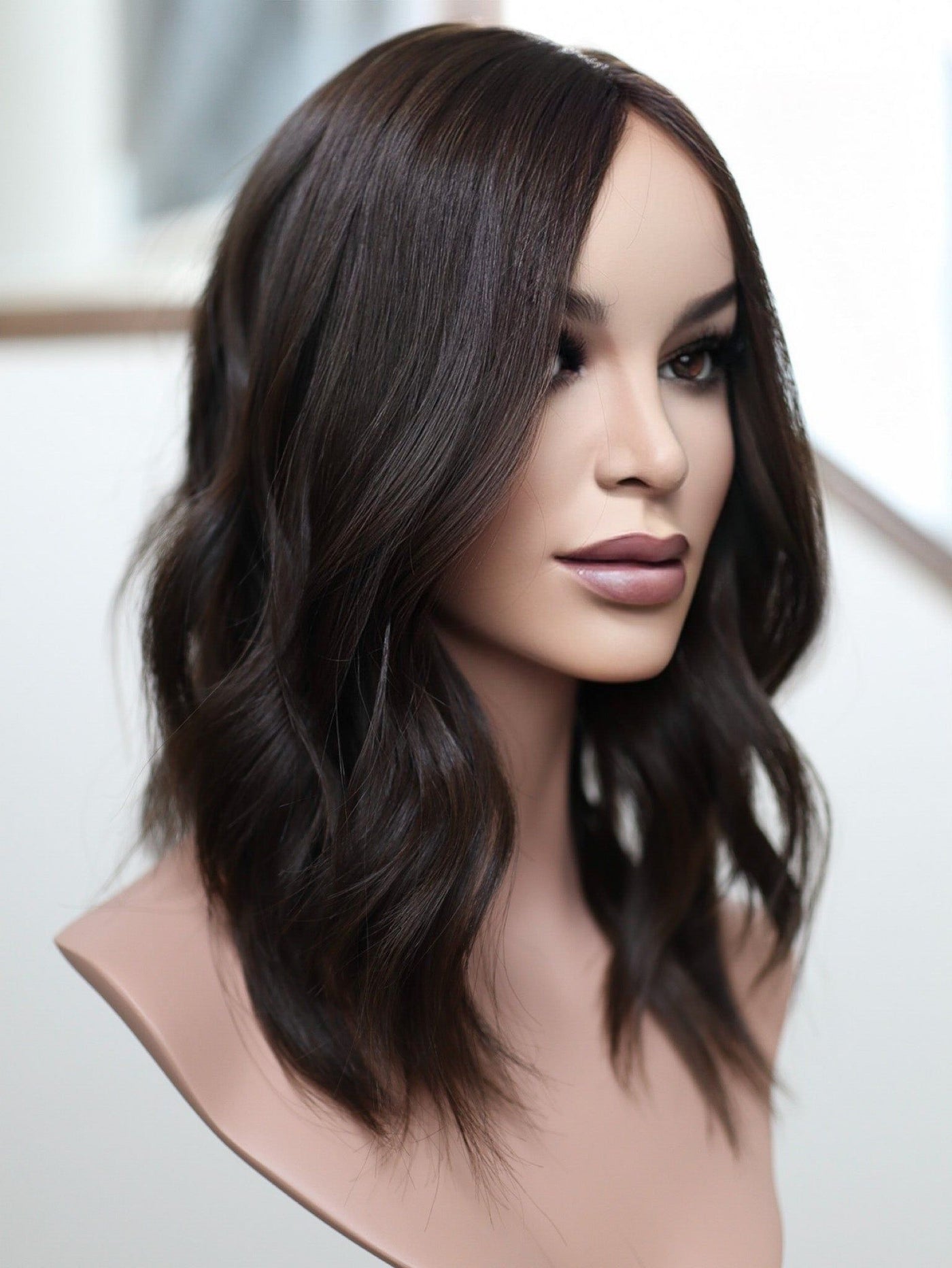 18" 9x9 Dark Brown Silk Top Topper - Madison Hair Collection