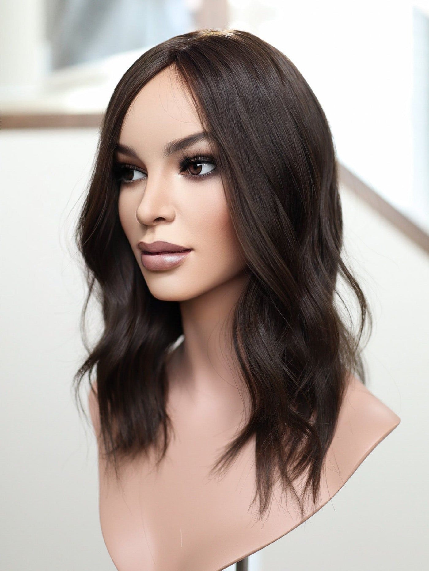 18" 9x9 Dark Brown Silk Top Topper - Madison Hair Collection