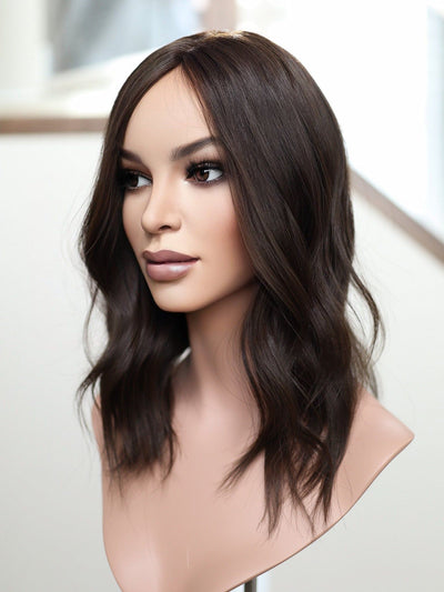 18" 9x9 Dark Brown Silk Top Topper - Madison Hair Collection