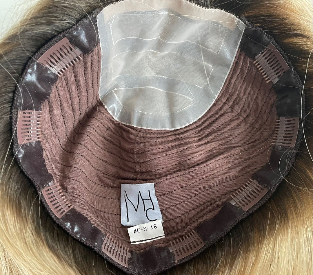 Synthetic Lace Front Hair Topper Clip In Cap 9x9 Padded Base Hair Loss Cover Amazon.com : PANEWAY 9x9inch Skin Scalp Toppers for Women  main image 3