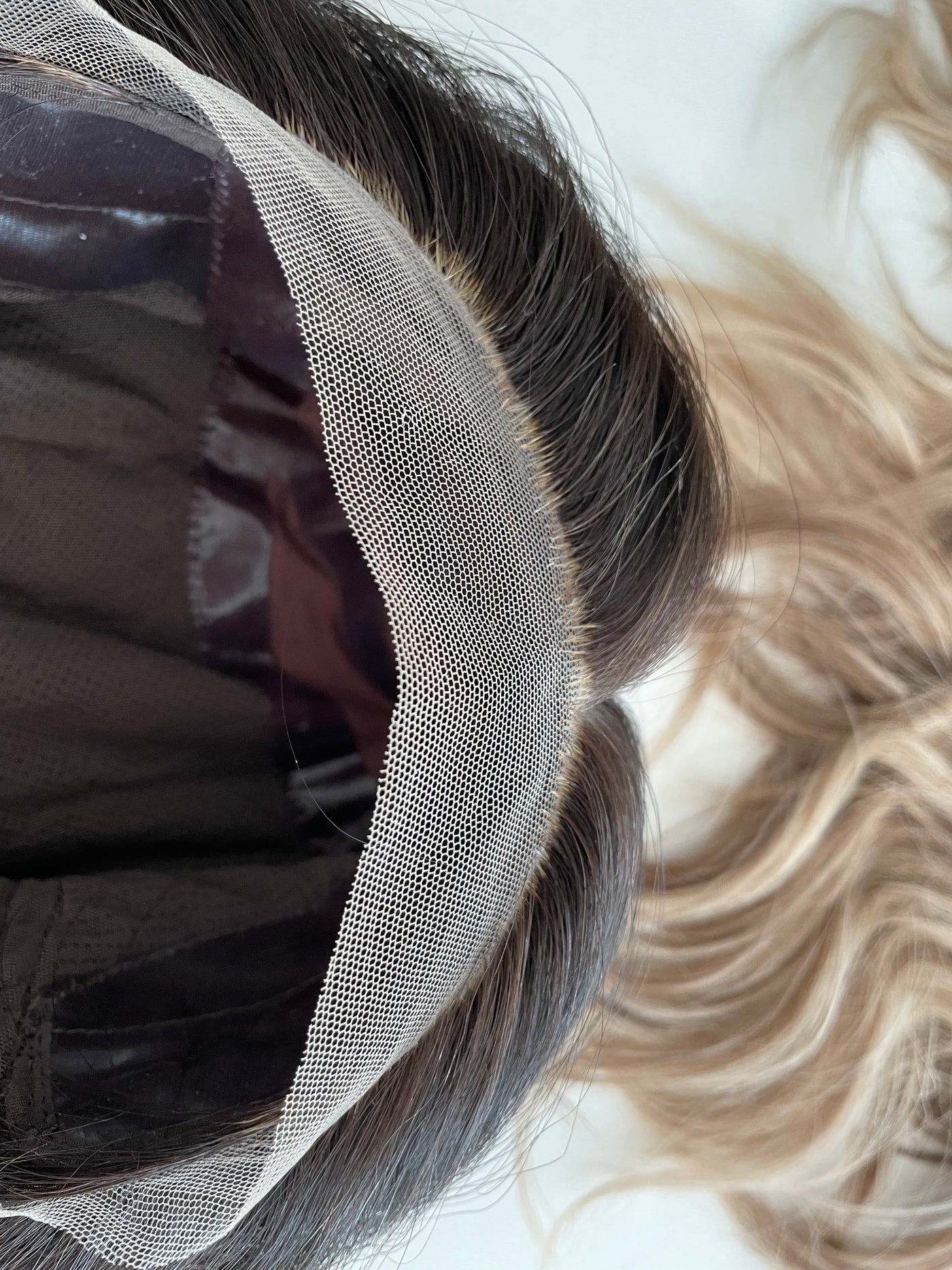 21" Natural Black Half Hand Tied Comfort Cap Silk Top Wig (M)