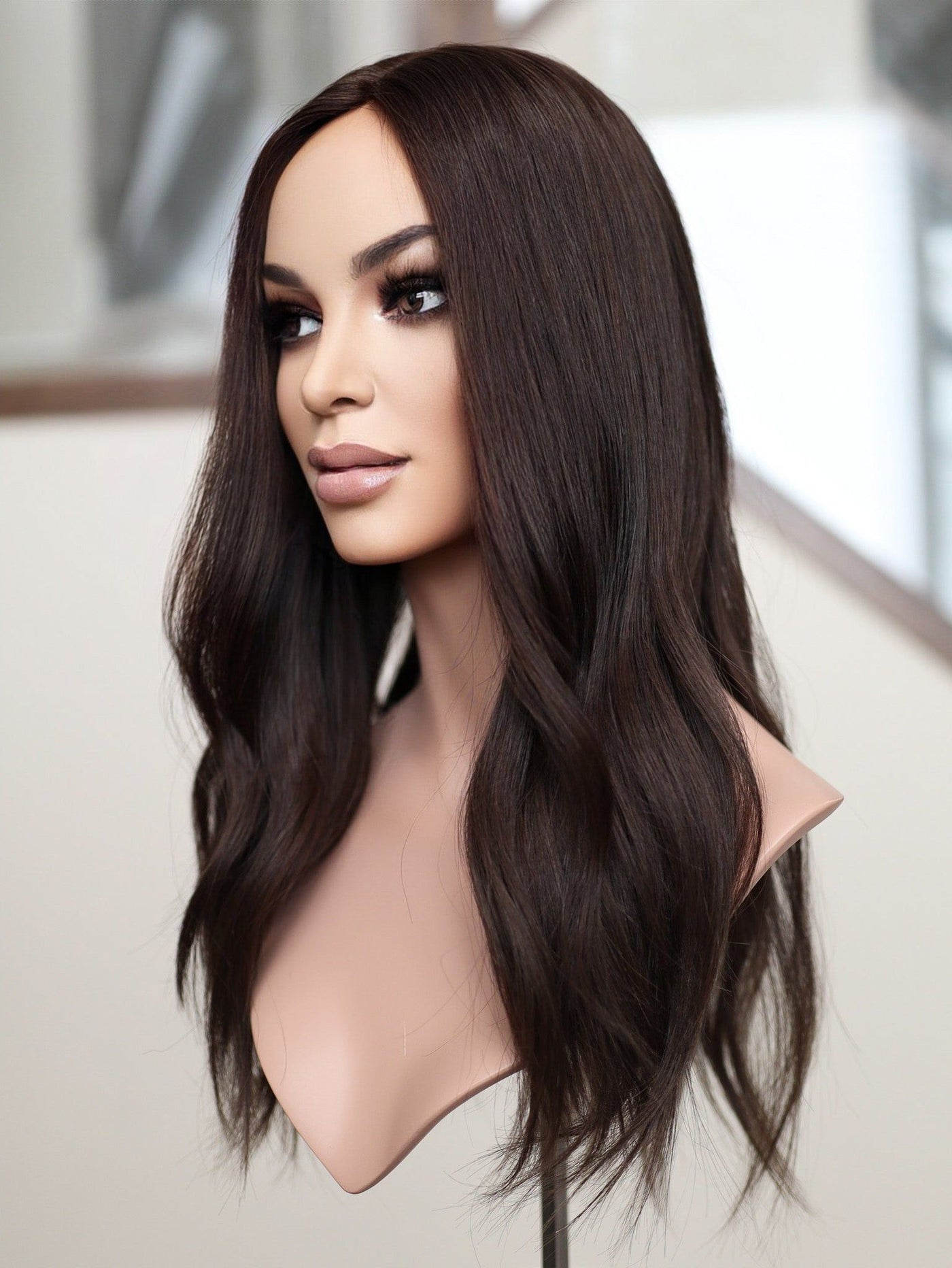22" 9x9 Dark Brown Silk Top Topper - Madison Hair Collection