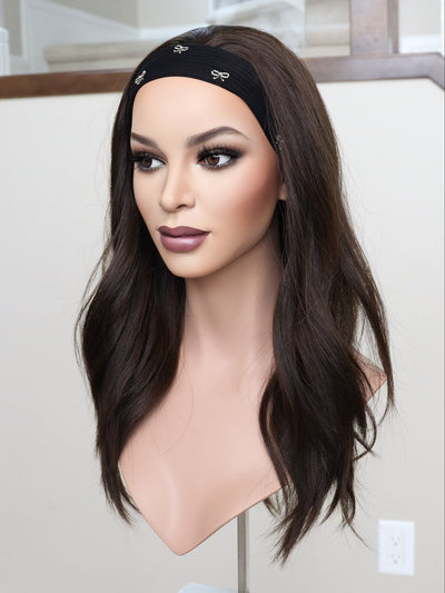 22" Dark Brown Bandfall Active Wig (M) - Madison Hair Collection