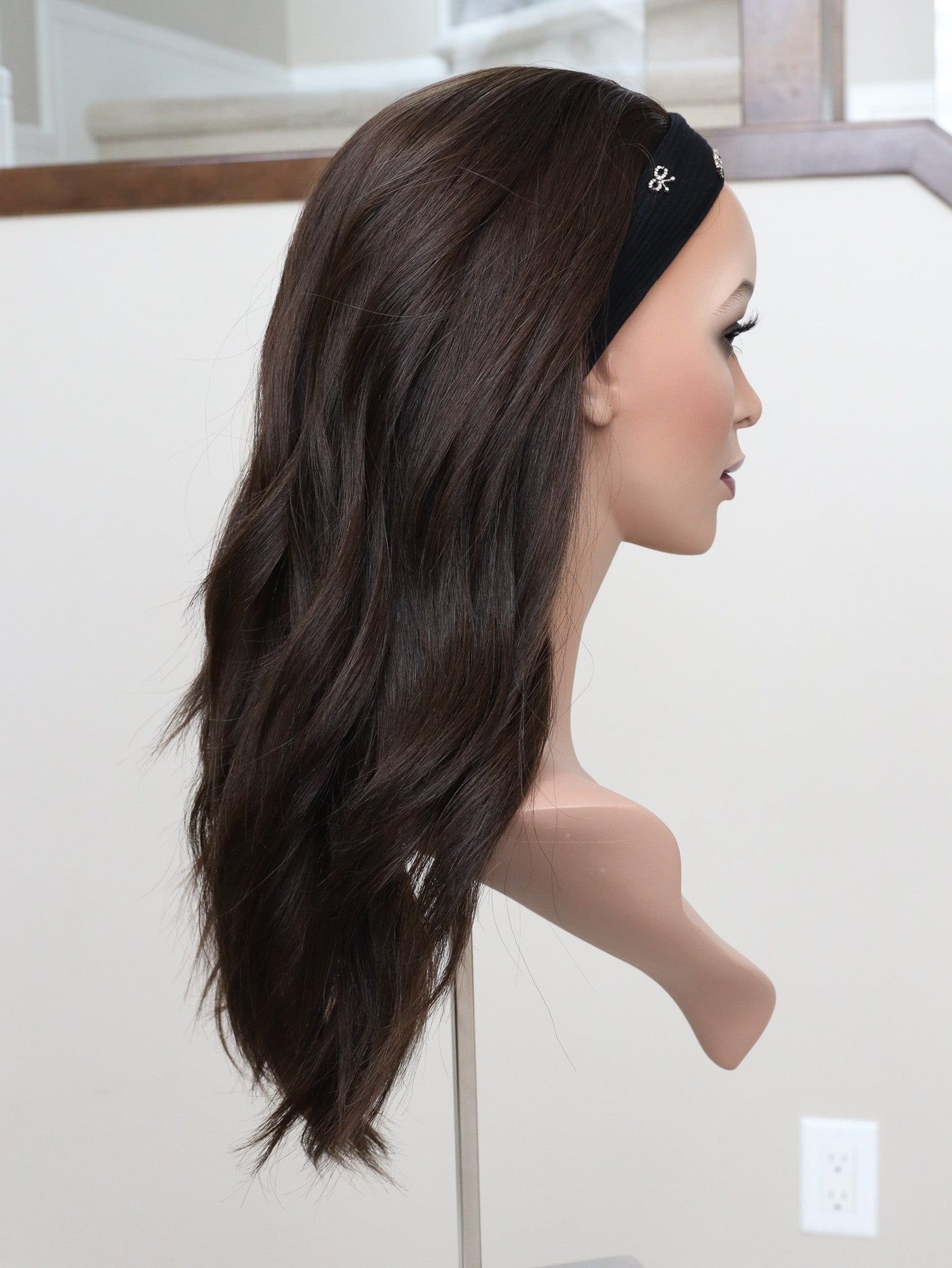 22" Dark Brown Bandfall Active Wig (M) - Madison Hair Collection