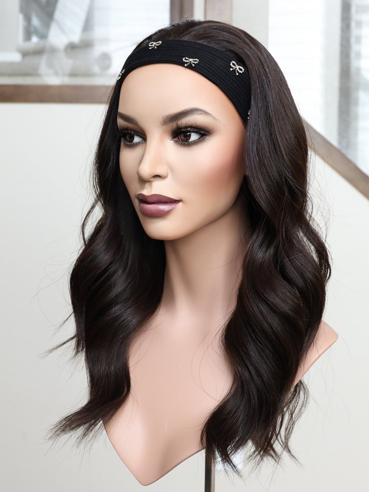 22" Darkest Brown Bandfall Active Wig (M) - Madison Hair Collection