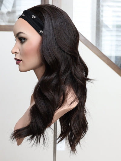 22" Darkest Brown Bandfall Active Wig (M) - Madison Hair Collection
