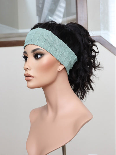22" Natural Black Wavy Active Pony Wig (S) - Madison Hair Collection