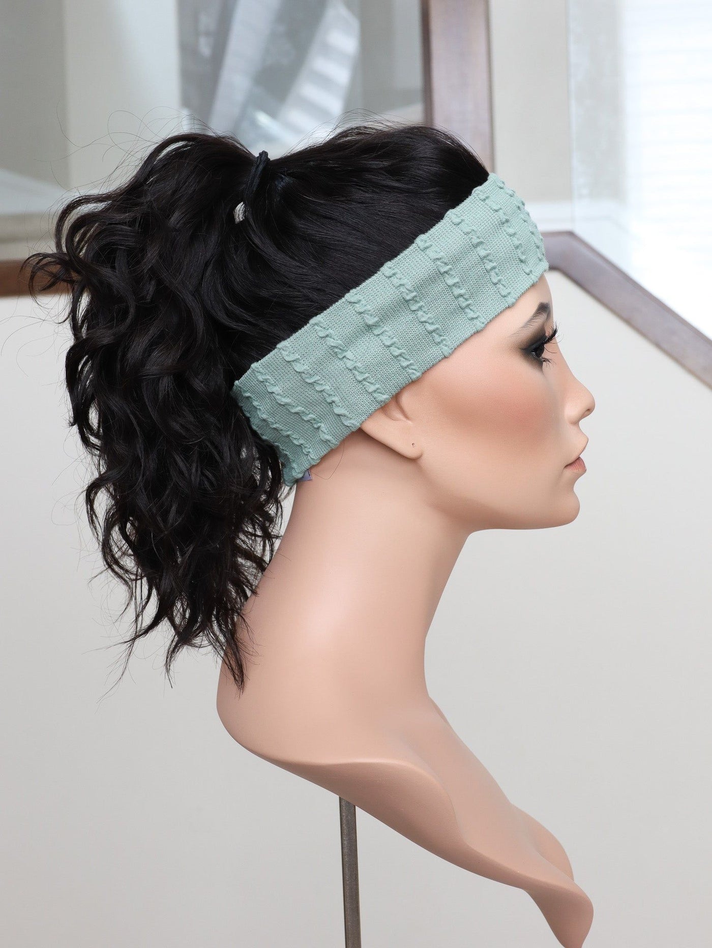 22" Natural Black Wavy Active Pony Wig (S) - Madison Hair Collection