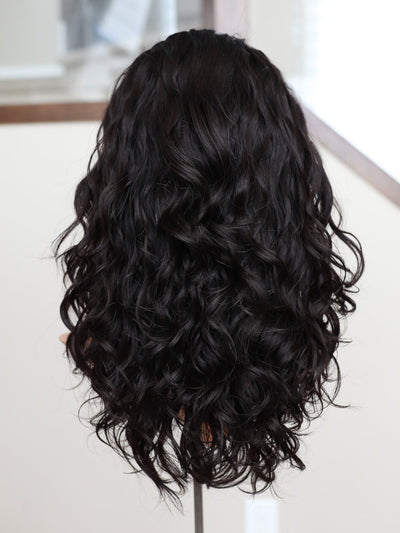 22" Natural Black Wavy Bandfall Active Wig (M) - Madison Hair Collection