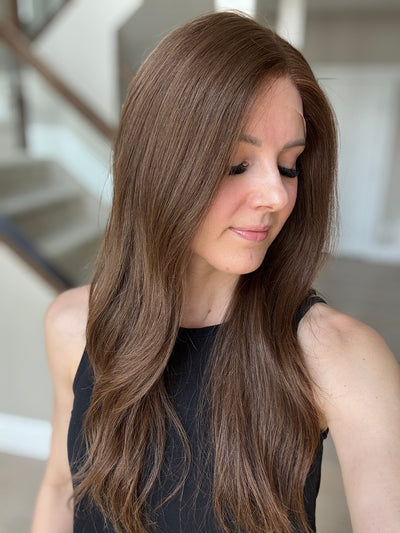 Euro Wig #8: 24" Medium Warm Brown Comfort Cap (M)